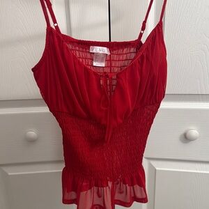 VENUS Vibrant Red Smocked Top